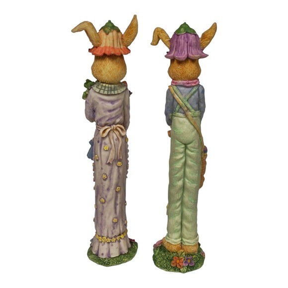 VTG anthropomorphic Easter Bunnies Gardening Shopping Figurines Kitsch Holiday - Picture 2 of 16